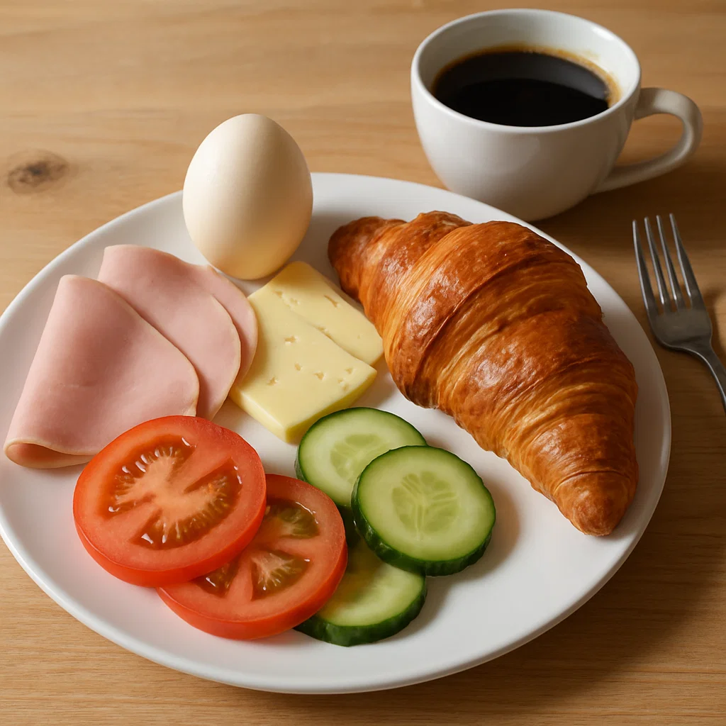 Frühstücksteller mit Croissant